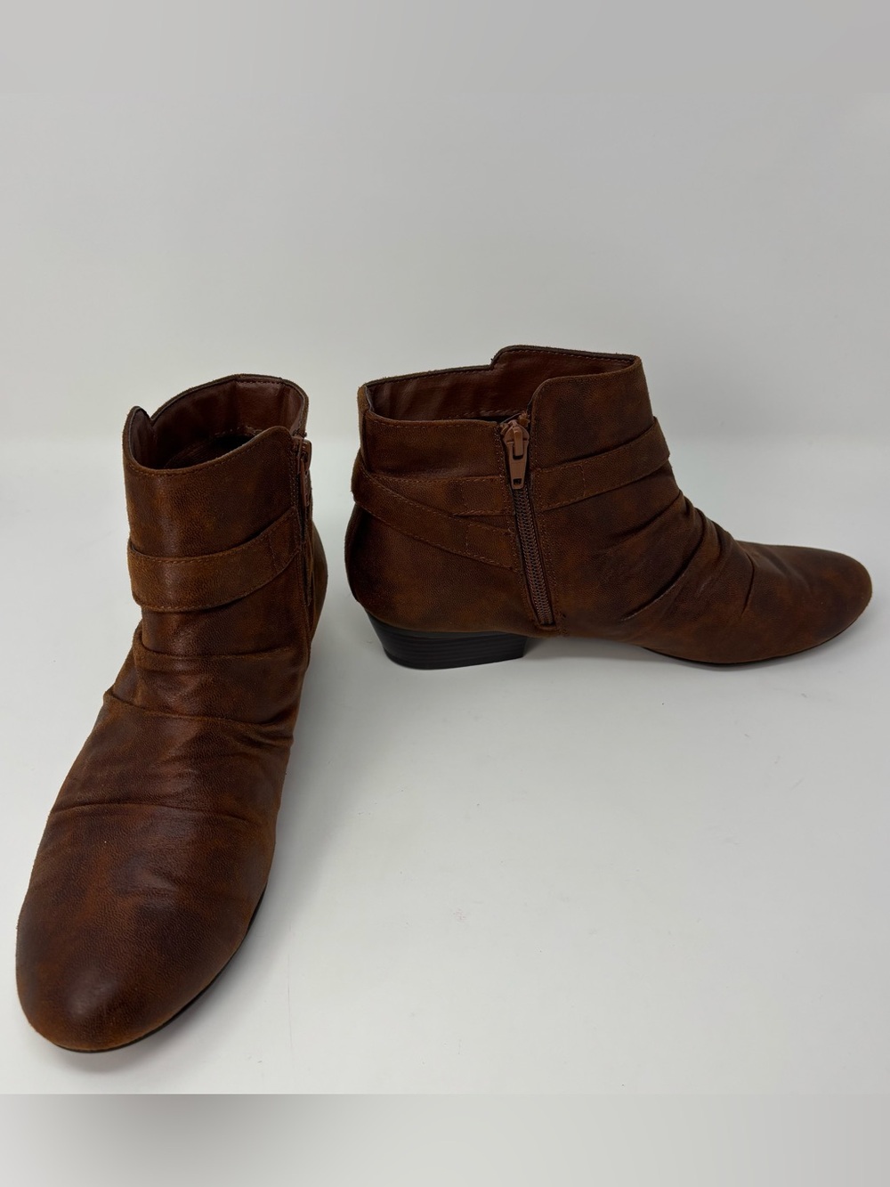 Kim Rogers Teree Brown Ruched Ankle Booties Boots Size 8.5 M Women's Very Good